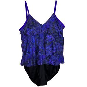Miraclesuit One Piece Swimsuit Blue Purple Paisley Womens Size 18